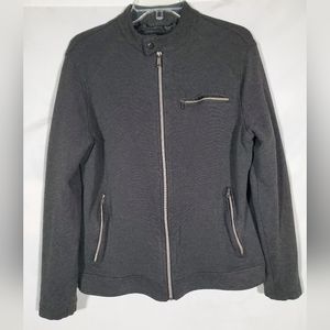 ZARA MAN GREY MANDARIN BUTTON COLLAR FULL ZIP BOMBER JACKET POCKETS MENS MEDIUM